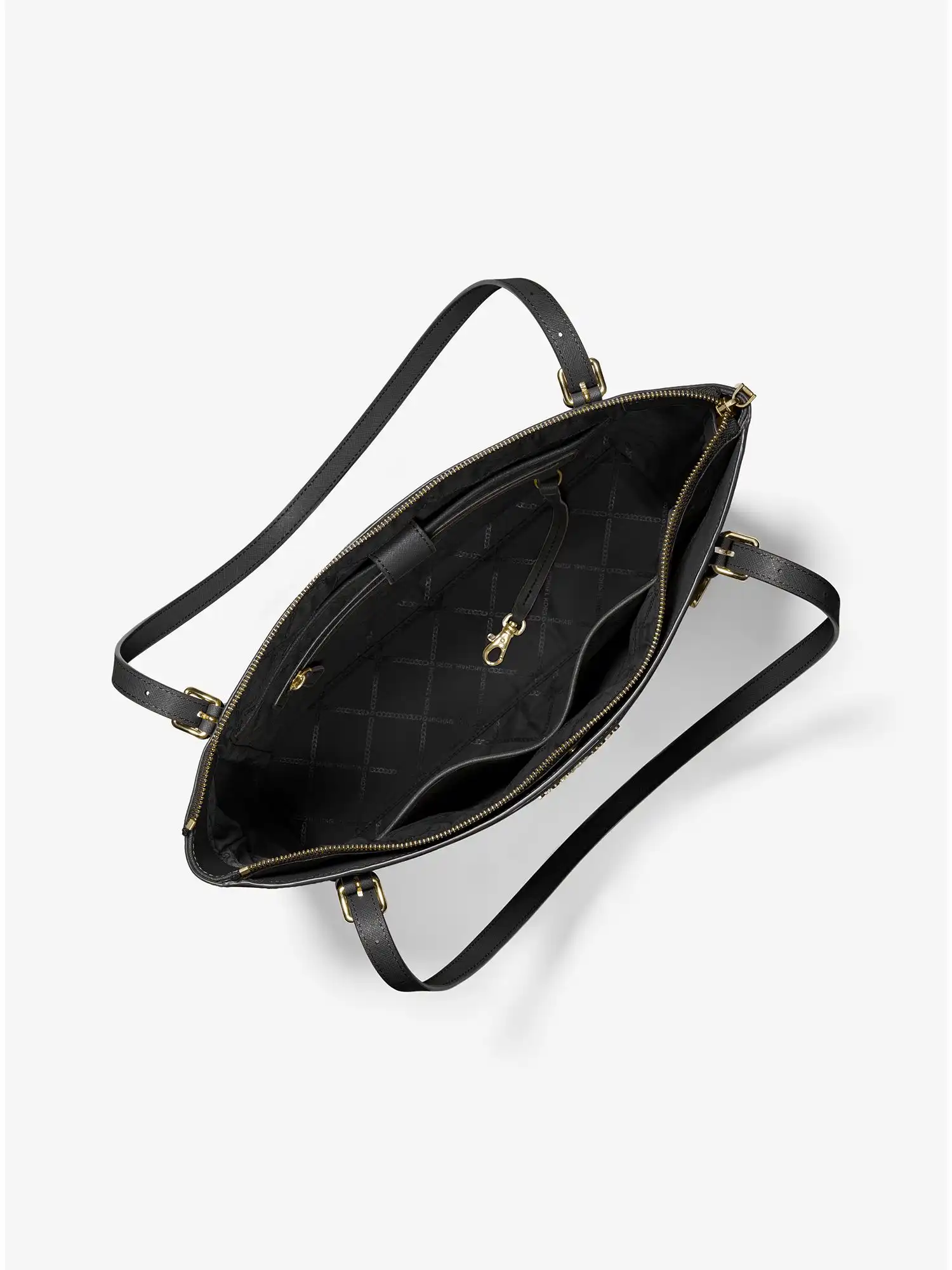 voyager large saffiano leather top zip tote bag black