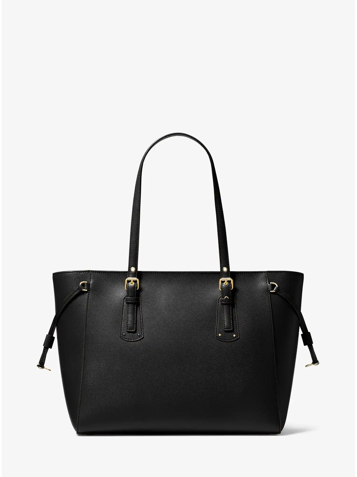 voyager medium crossgrain leather tote bag black