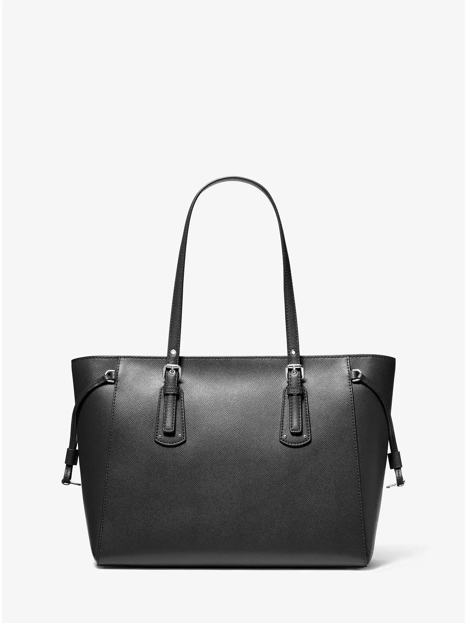 voyager medium crossgrain leather tote bag black