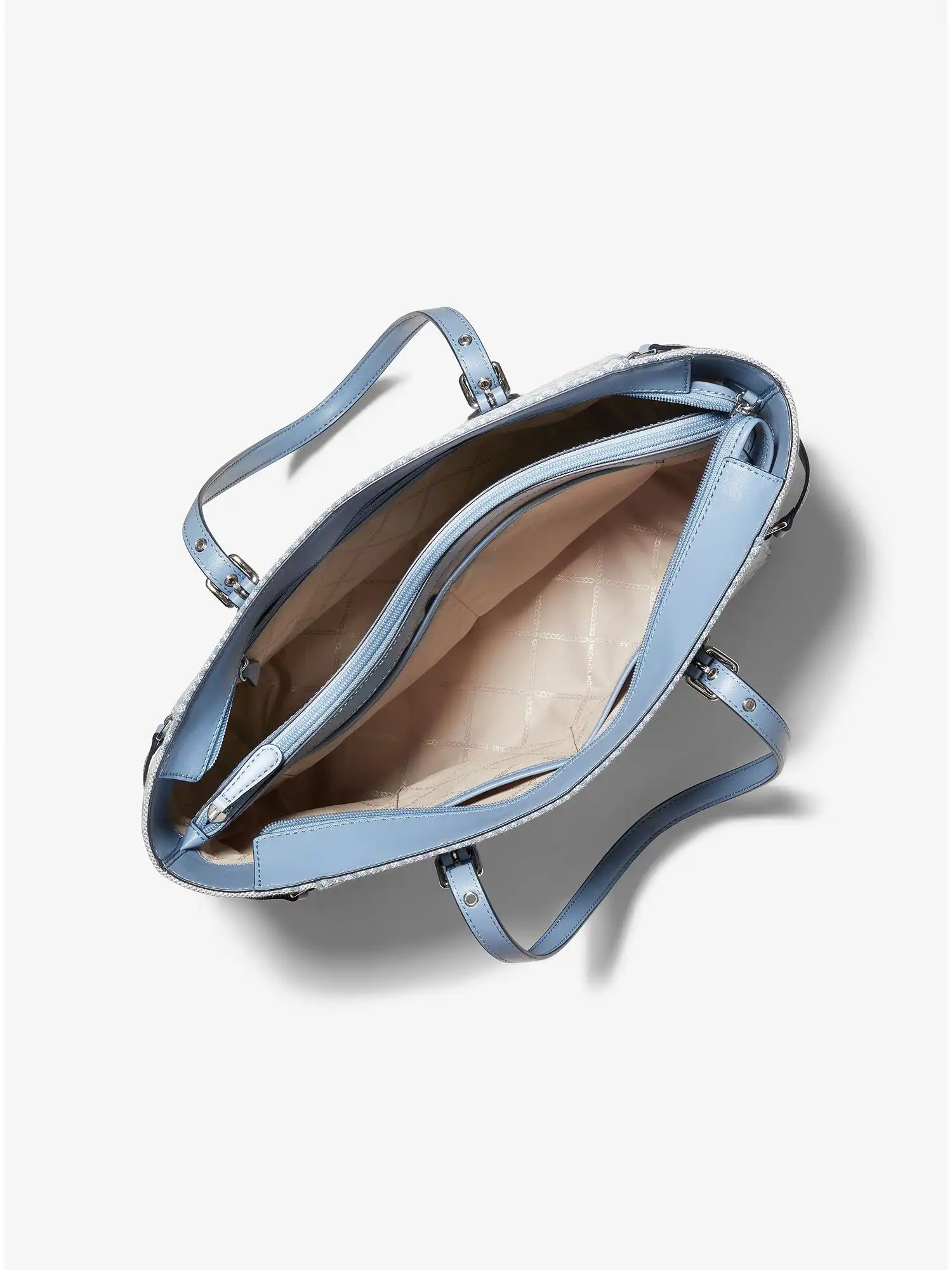 voyager medium logo jacquard tote bag chambray