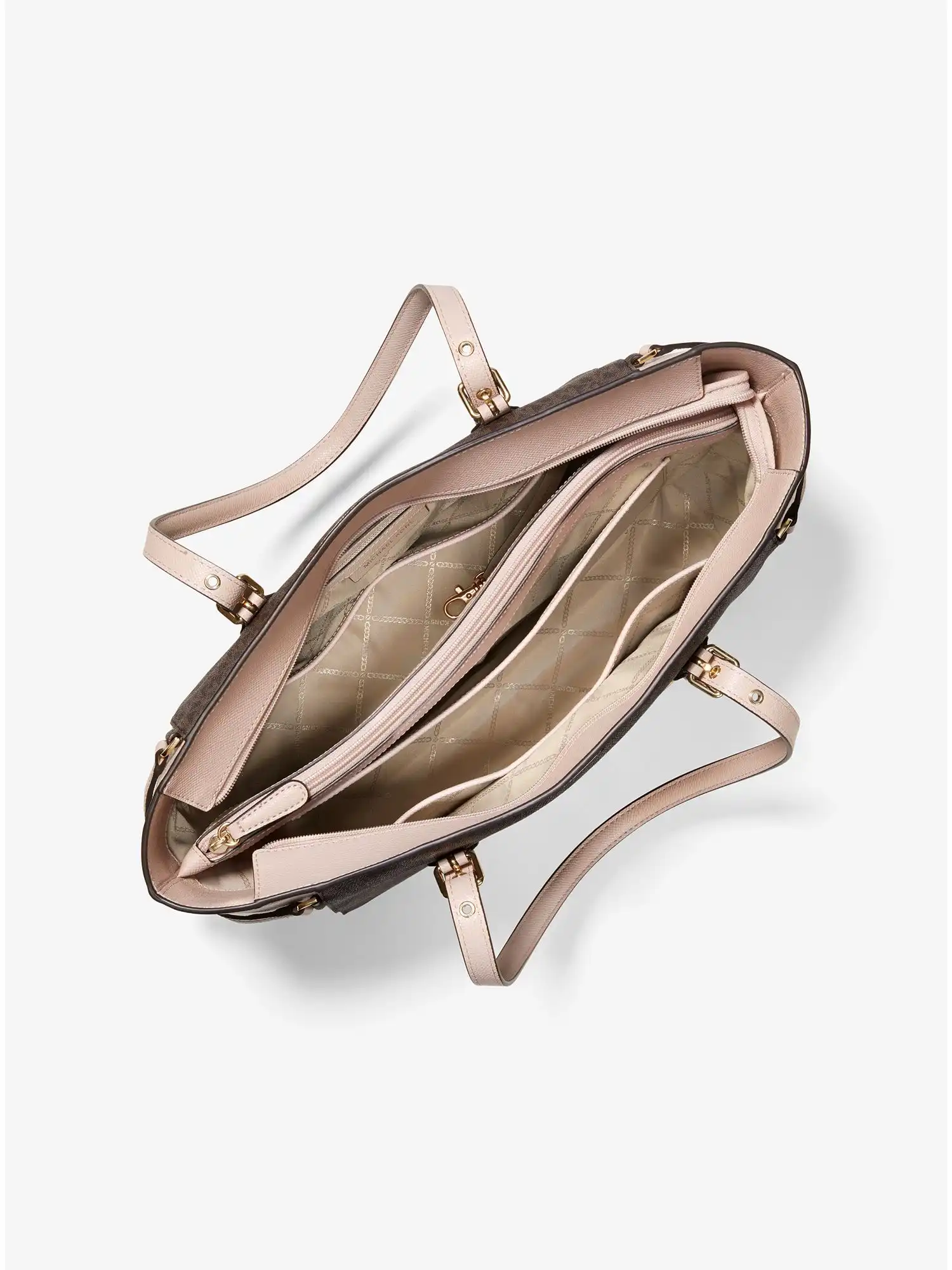 voyager medium logo tote bag brn sftpink