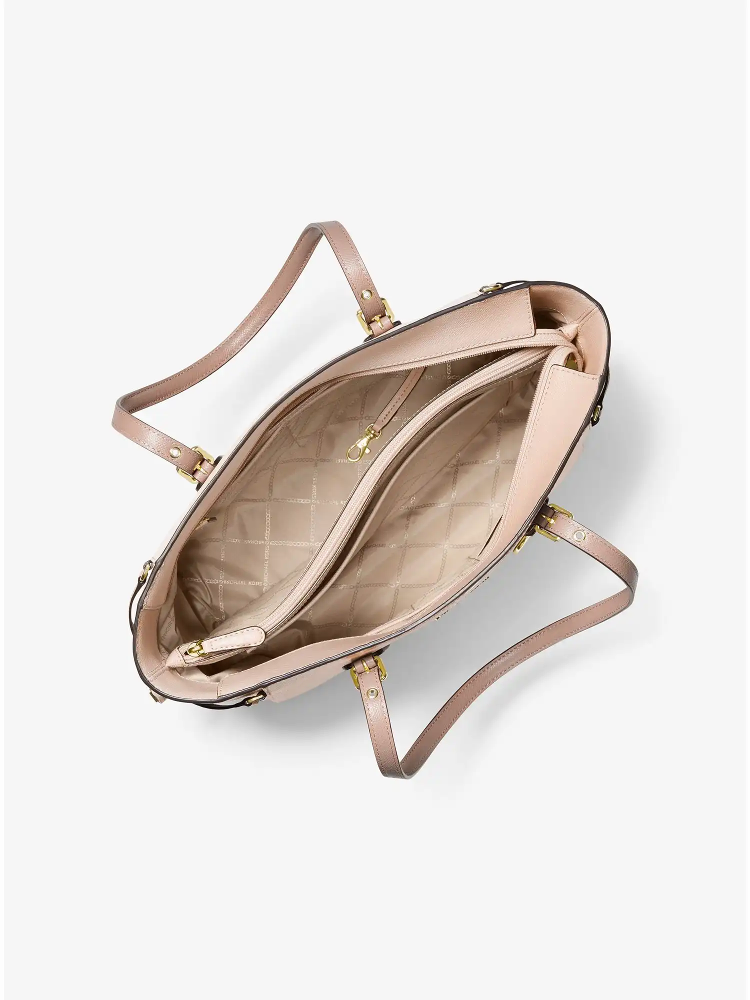 voyager medium two tone crossgrain leather tote bag sftpink fawn