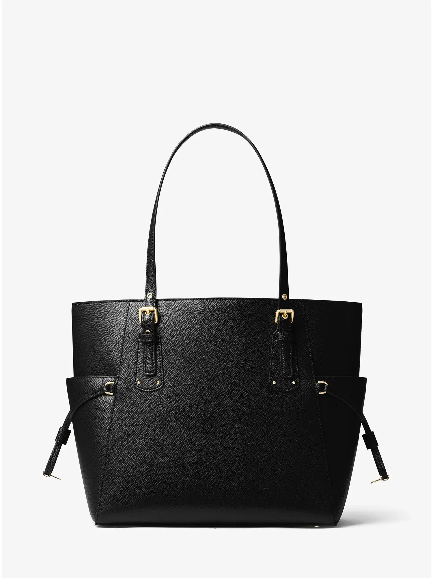 voyager small crossgrain leather tote bag black